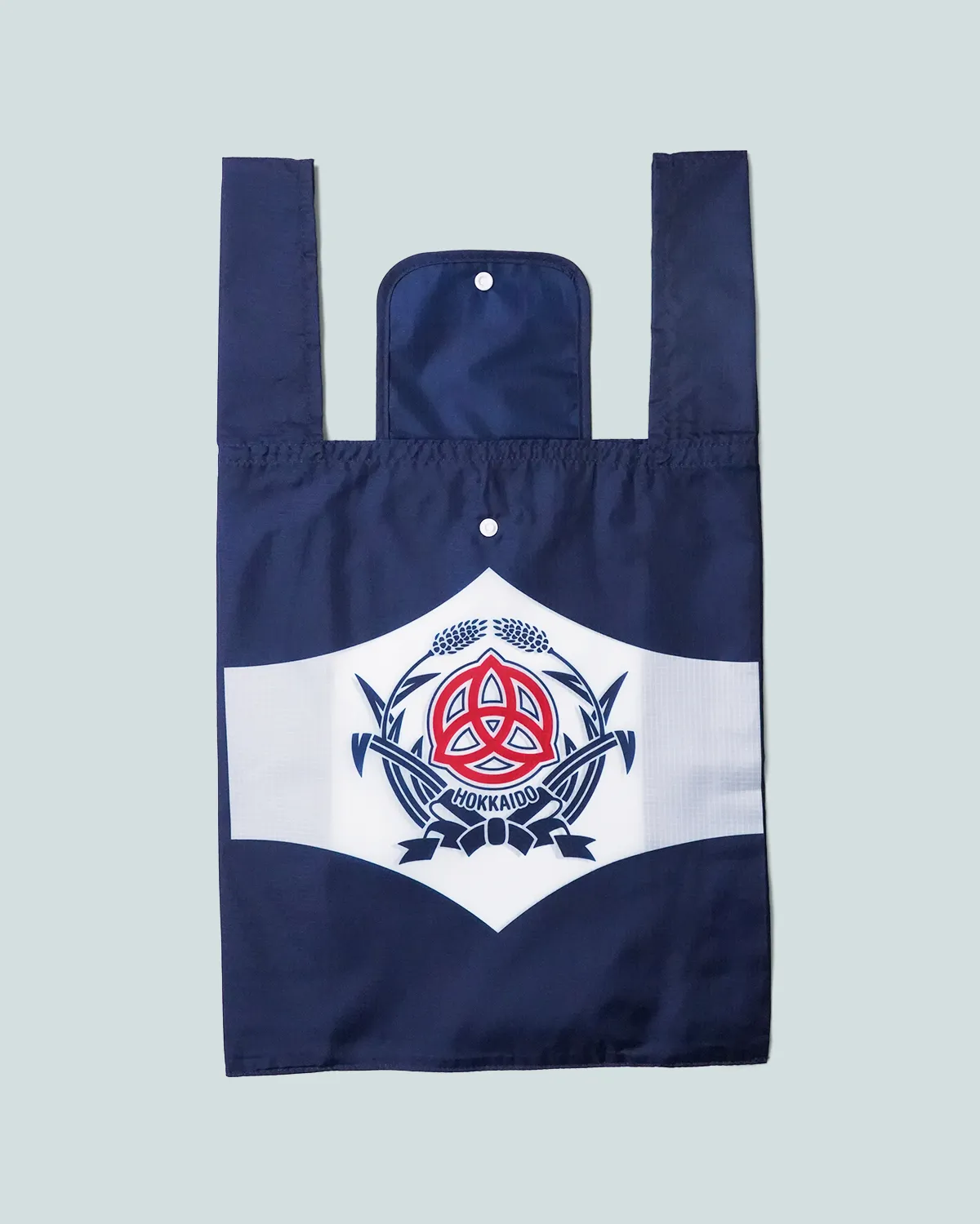 ナイロンリップストップレジ型エコバッグ_フラップ折りたたみ_正面平置き